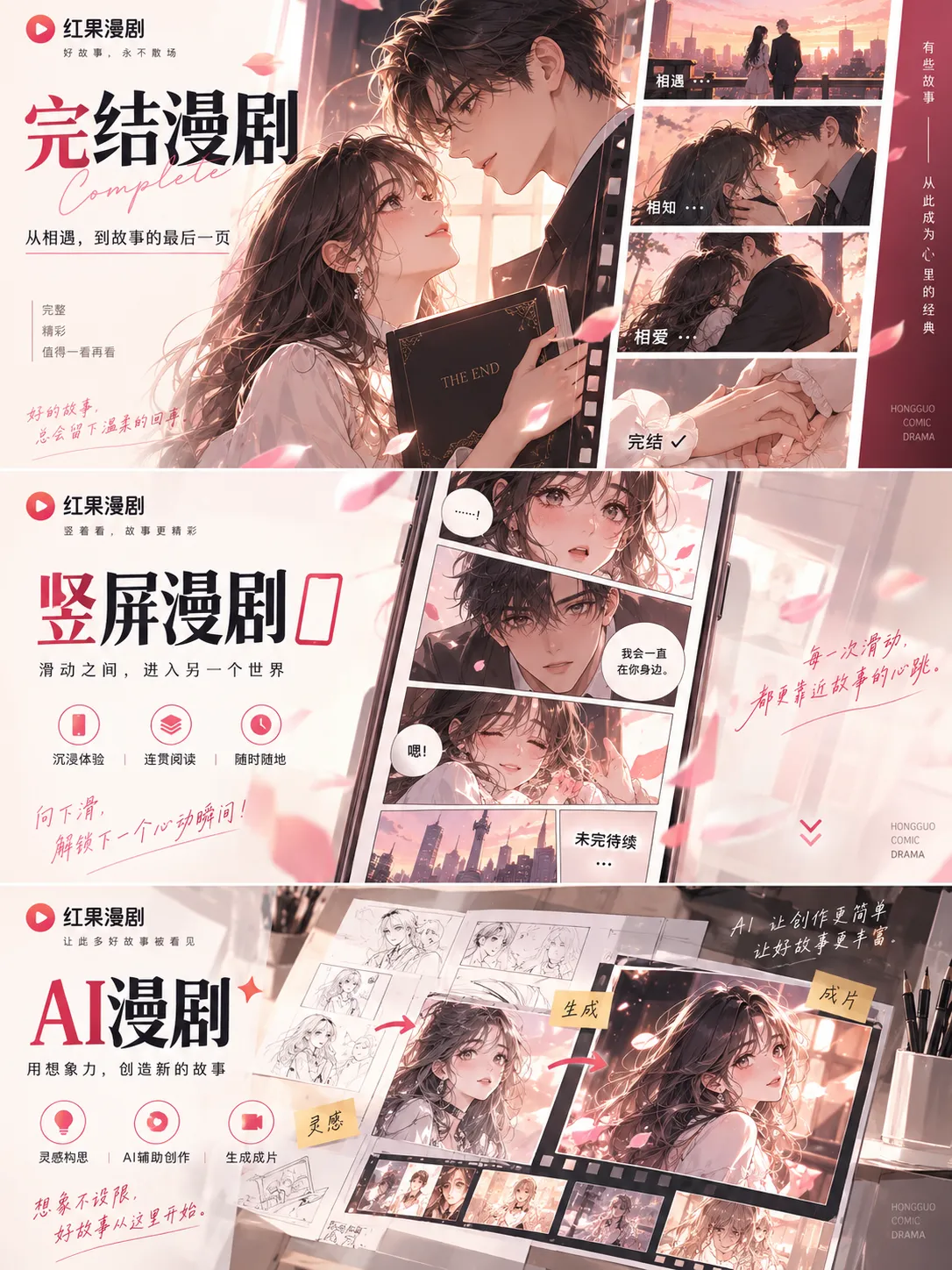 电脑端竖屏漫剧与说明并排布局